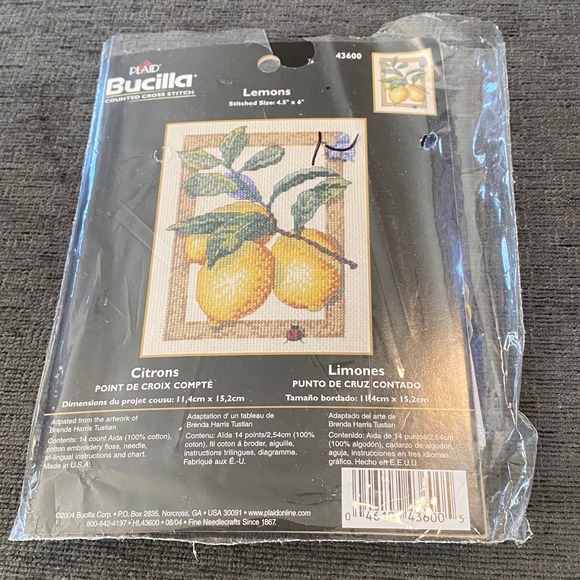 Bucilla Other - Bucilla Lemons Counted Cross Stitch Kit New Brenda Harris Tustian 43600 Opened